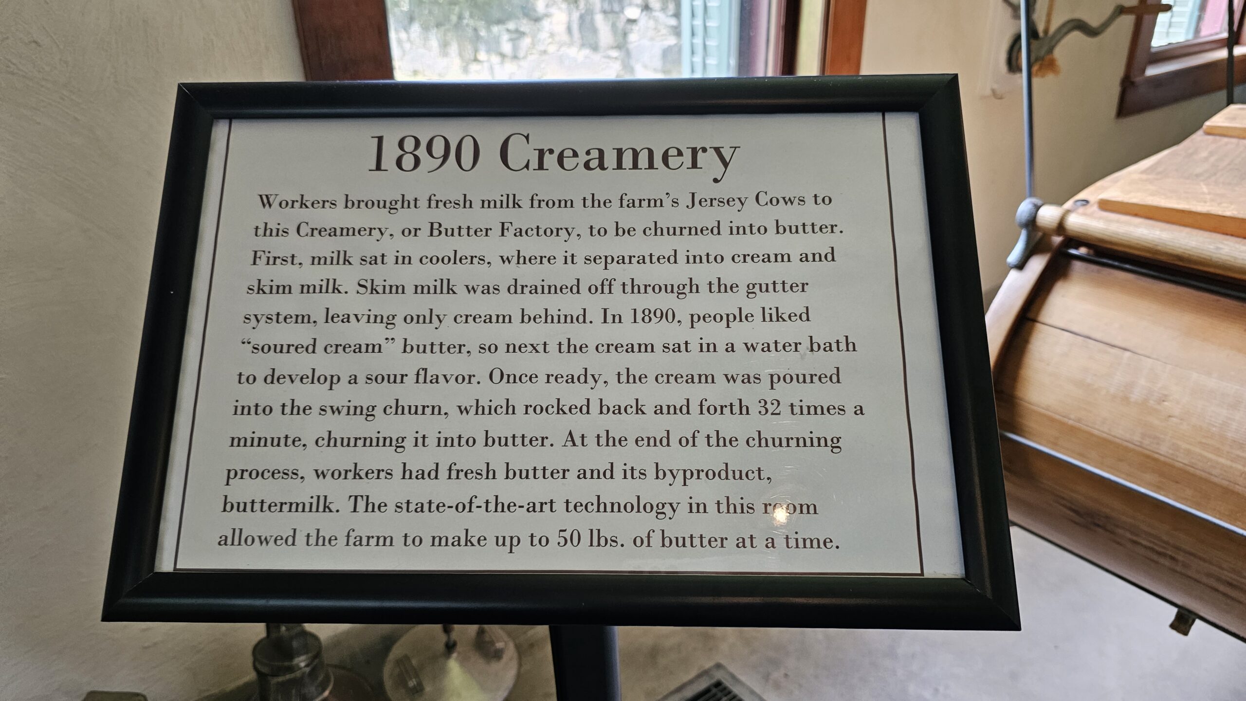 1800s Creamery sign detail at Billings Farm